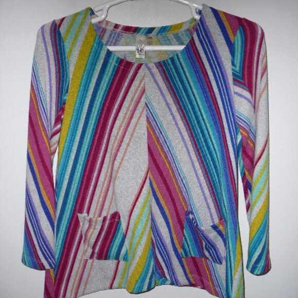 T/O Thomas & Olivia Multicolor Stripe Pullover Long Sleeve Round Neck Sweater-PM - Picture 1 of 5